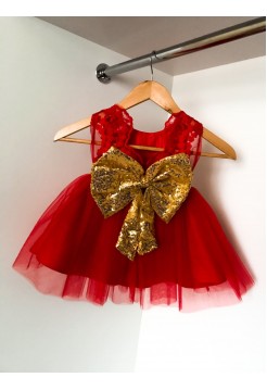 Вечірнє червону сукню для дівчинки з відкритою спинкою